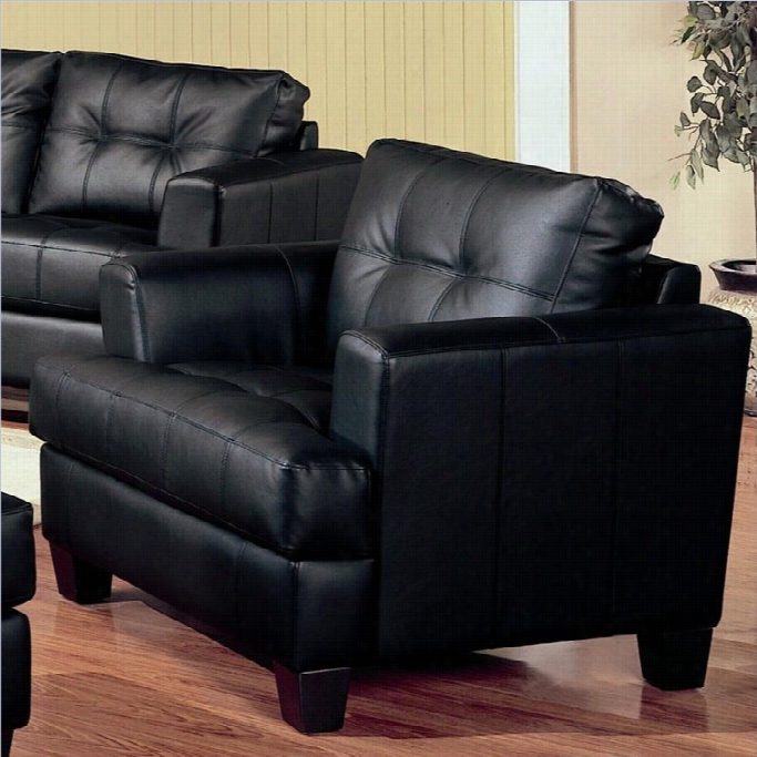 Coaster Samuel Tutfed Leather Club Chair In Black