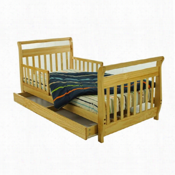 Dream On Me Sleigh Toddler Bed Withstorage Drawer In Natural