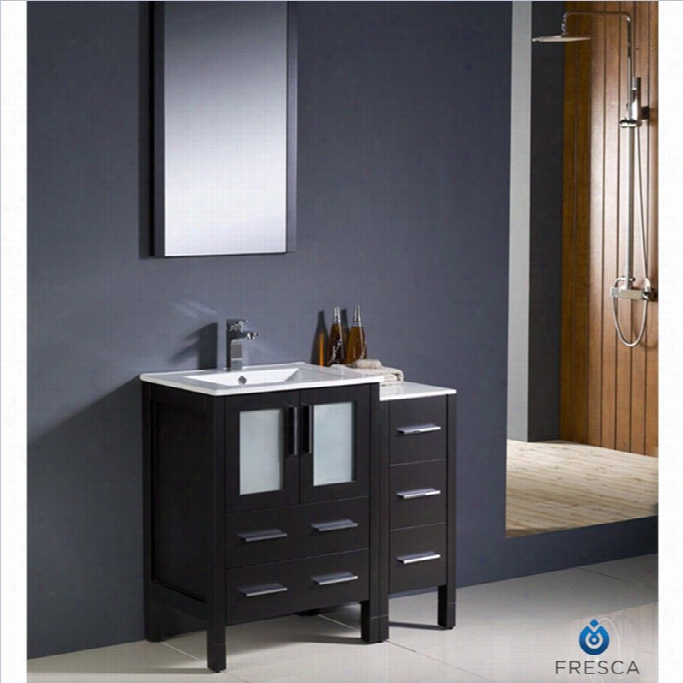 Fresca Bari Torino 36 Bathroom Vanity Set Espresso-versa Brushed Nickel