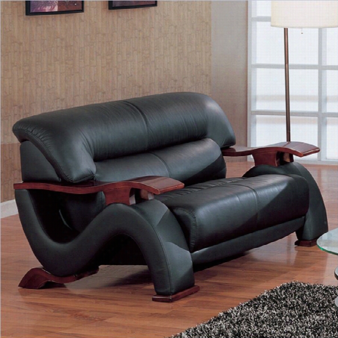 Global Furniture Usa Leathsr Loveseat In Black