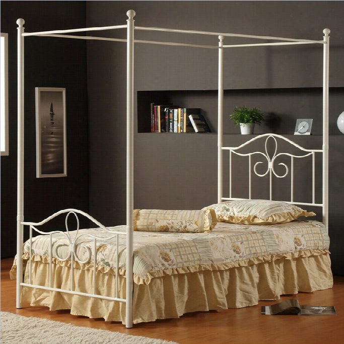 Hills Dale Westfield Metal Canopy Be 5 Piece Bedroom Set In Off White-twin