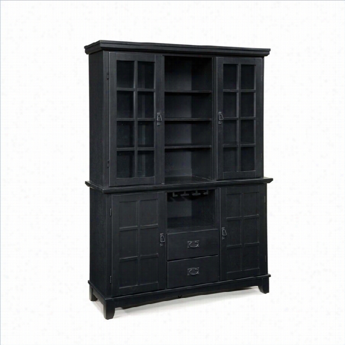 Hom E Styles Arts & Crafts Dining Buffet With Hutch In Ebony