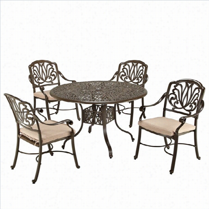 Home Styles Floral Blosskm 5 Piece Metal Patio Dniing Set In Taupe