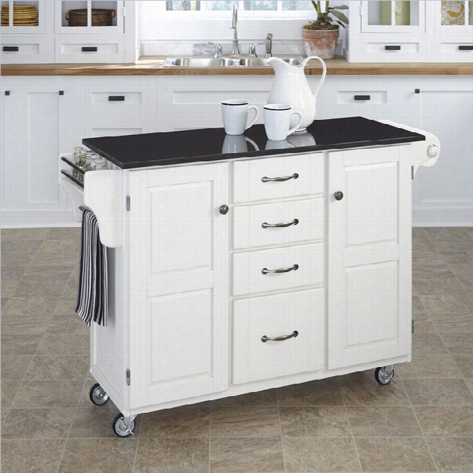 Home Styles Furniture Granite Top Kitchen Cart In White