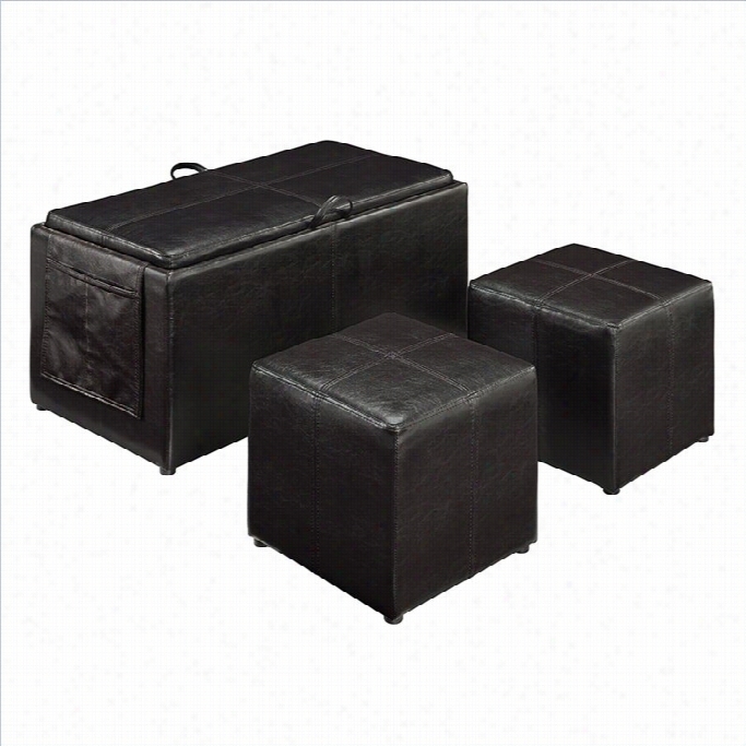 Linon Ltety 3 Picee Ottoman In Brown