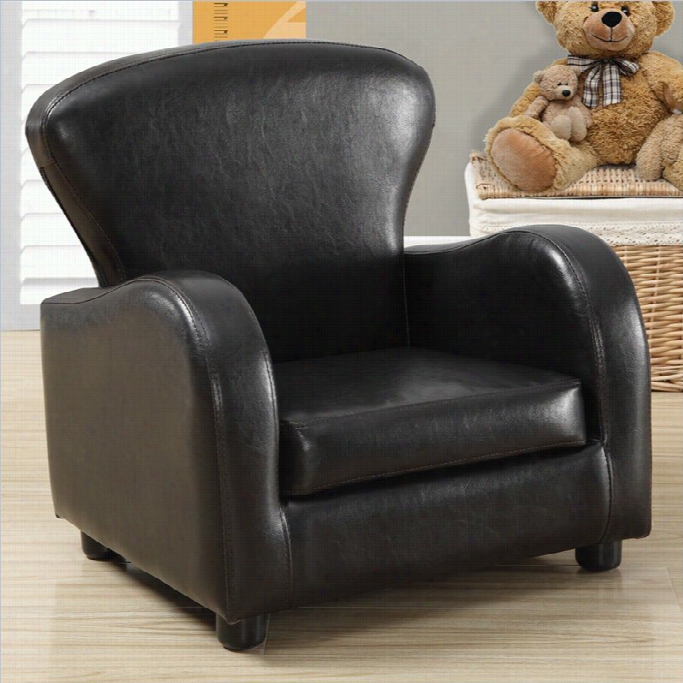Monarch Kids Club Chair In Dark Brown Faux Leather