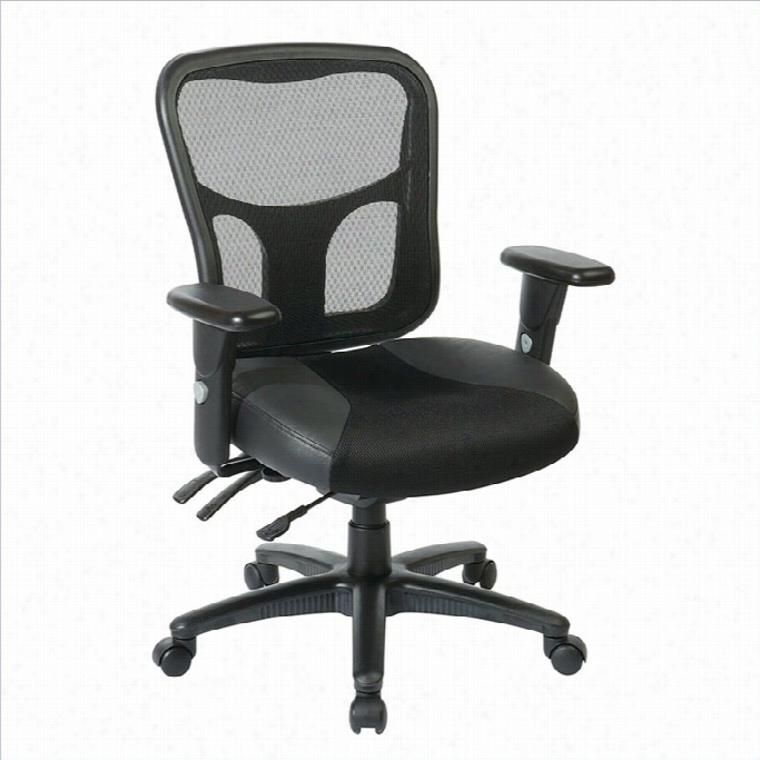 Office Star Progrid High Back Manager Office Chair With Lea Ther And Mesh Seat
