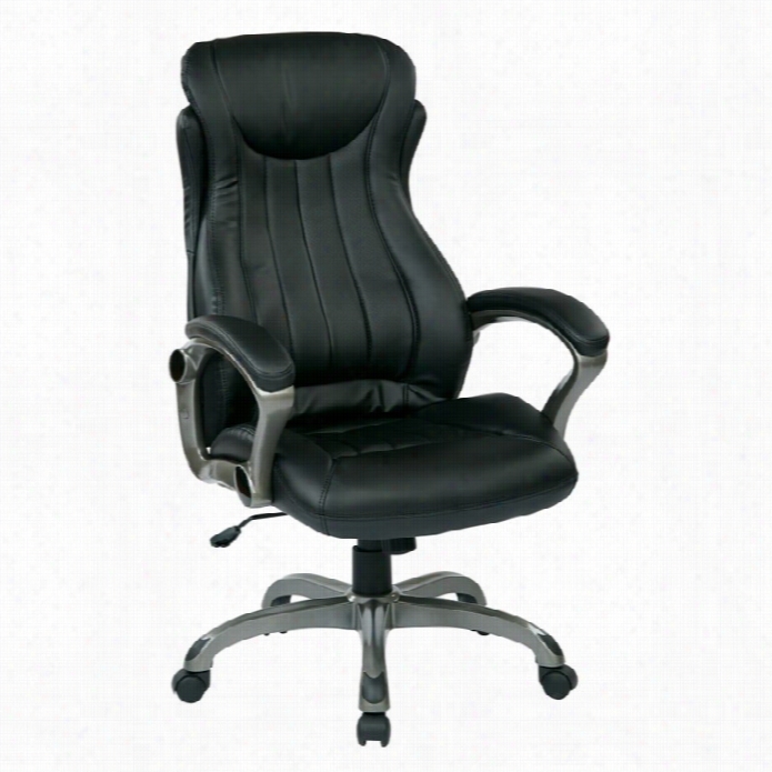 Office Star Work Smart Executive Leather Chair In Black