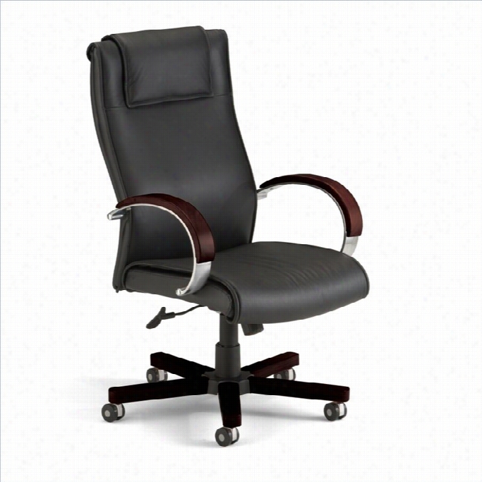 Ofm Apex Executive Hi-back Leather Officechair In Mahogany