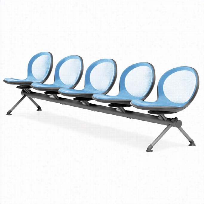 Ofm Net Beam  Guest Chair With 5 Seats In Sk Blue