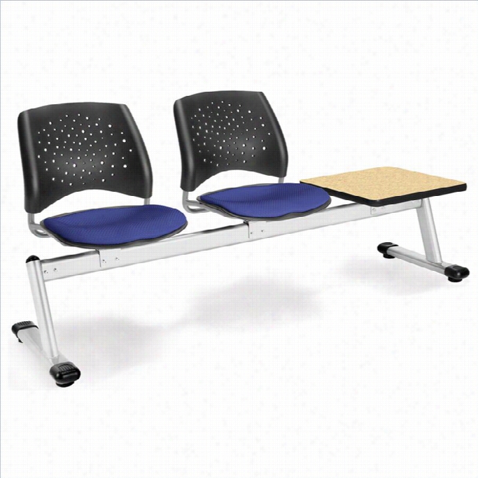 Ofm Star Beam Seating With 2 Seats And Table In Royal Azure And Oak