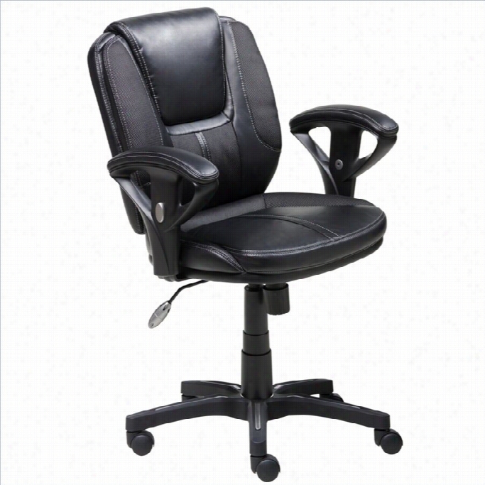 Serta Task Office Chair In Puresoft Black Faux Leather W Ith Mesh