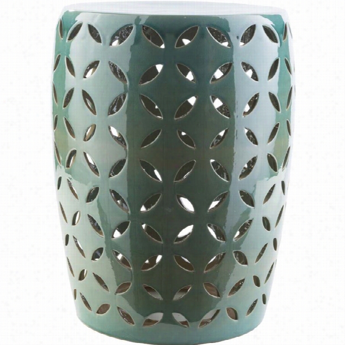 Surya Chantilly 17.7 X1 3.4 Ceramic Stool  In Glossy Green