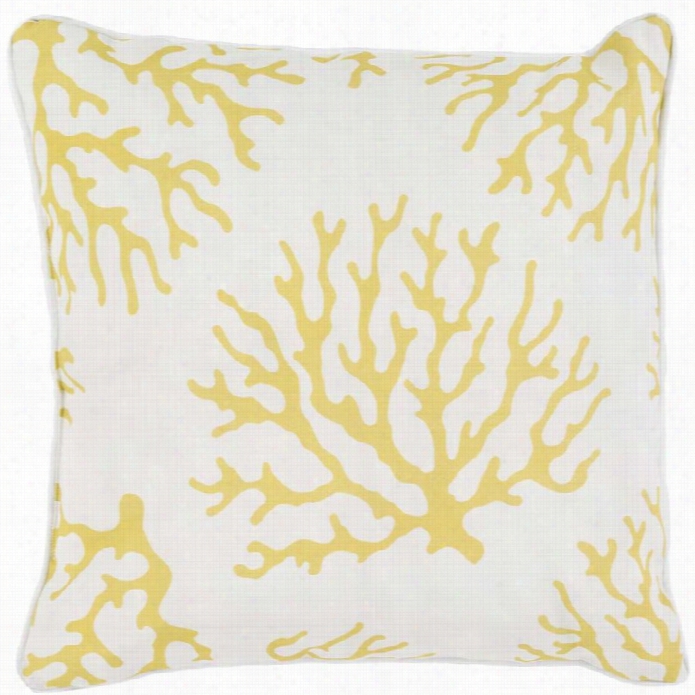 Surya Coral Poly Fill 16 Square Pillow In Yellow