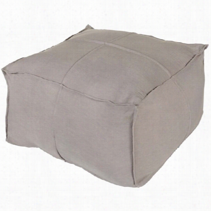 Surya Solid Linen Cuube Pouf Ottoma Nin Slate