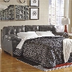 Ashley Furniture Alliston Leather Queen Sleeper Sofa in Gray