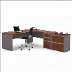 Bestar Connexion L-shaped Workstation with Lateral File in Bordeaux and Slate