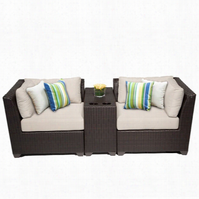 Tkc Barbados 3 Piece Outdoor Wicker Sofa Set In Beige