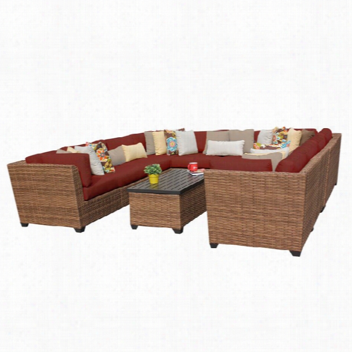 Tkc Laguna 11 Piece Exterior Wicker Sofa Set In Terracotta