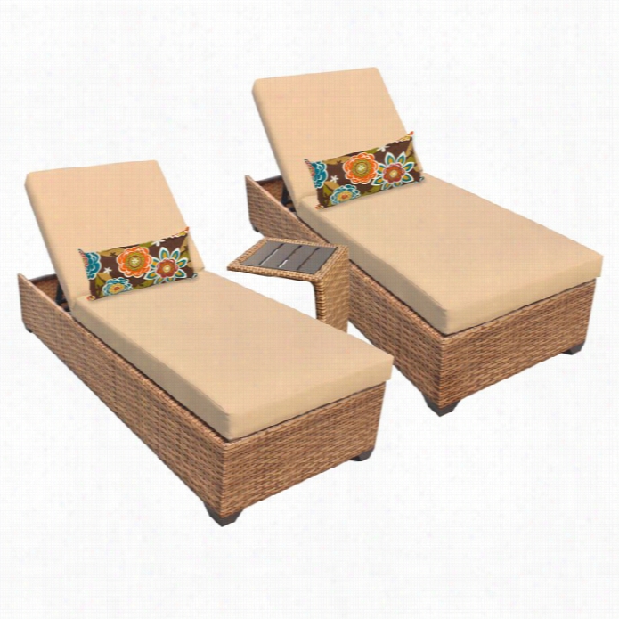Tkc Laguna 2 Wicker Patii Lounges With Side Table In Sesame