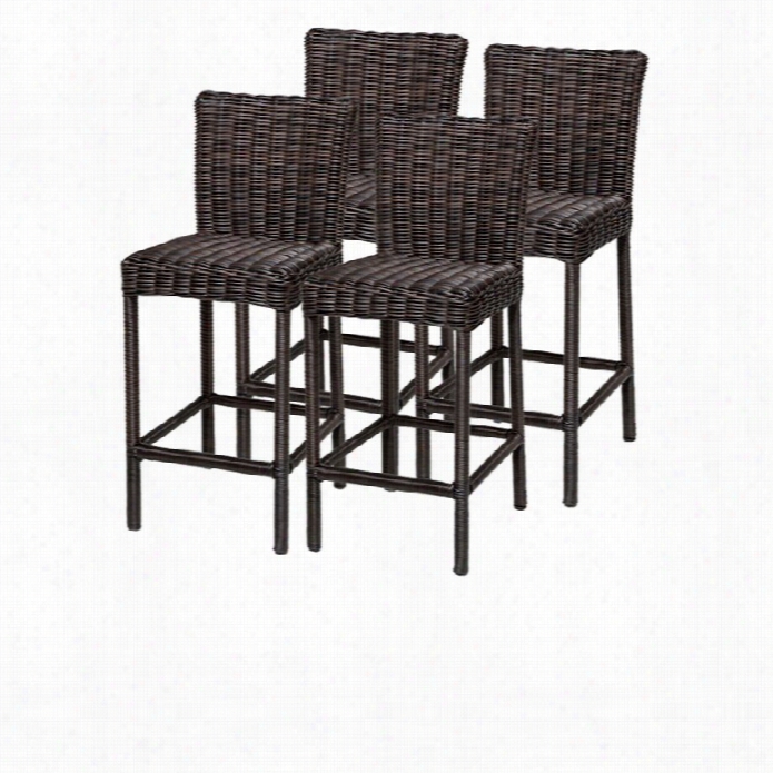 Tkc Venice Outdoor Wicker Bar Stools In Chestnut Brown (set Of 4)