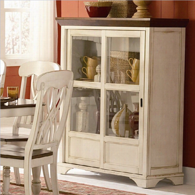 Trent Home Ohana Curio Cabinet In A Ntique White And Warm Cherry