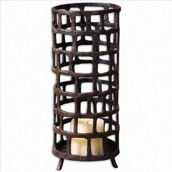 Uttermost Arg Distressed Candleholder In Aged Black