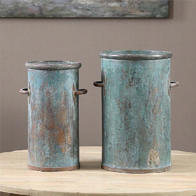 Uttermost Barnum Tarnished Copper Cans (set Of 2)