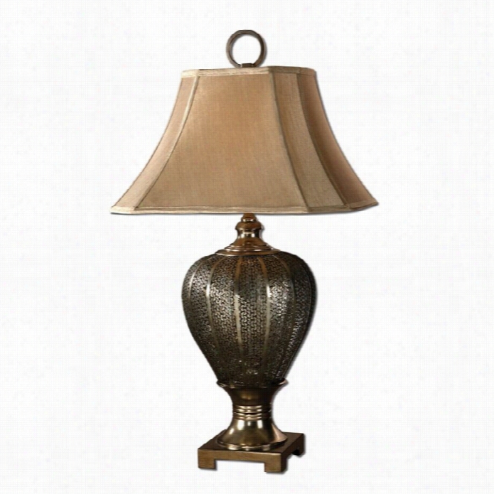 Uttermost Cupello Me Tal Table Lamp In Antiqued Sulver Chmapagne