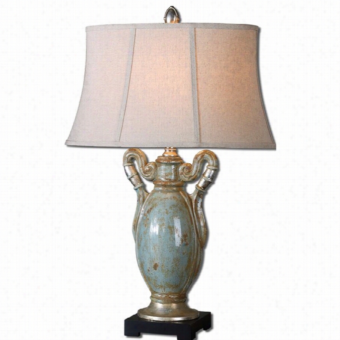 Uttermost Francavilla Antiued Crackle Ceramic Table Lamp In Bluue