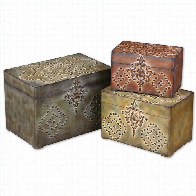 Uttermost Hobnail Weathered Boxes (set Of 3)