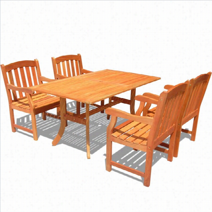 Viifah Atlanti 5 Gun Wood Patio Dining Set