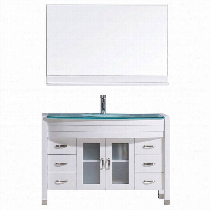 Virtu Usa Ava 48 Glass Single Bathroom Vanity Cabi Net Set In White