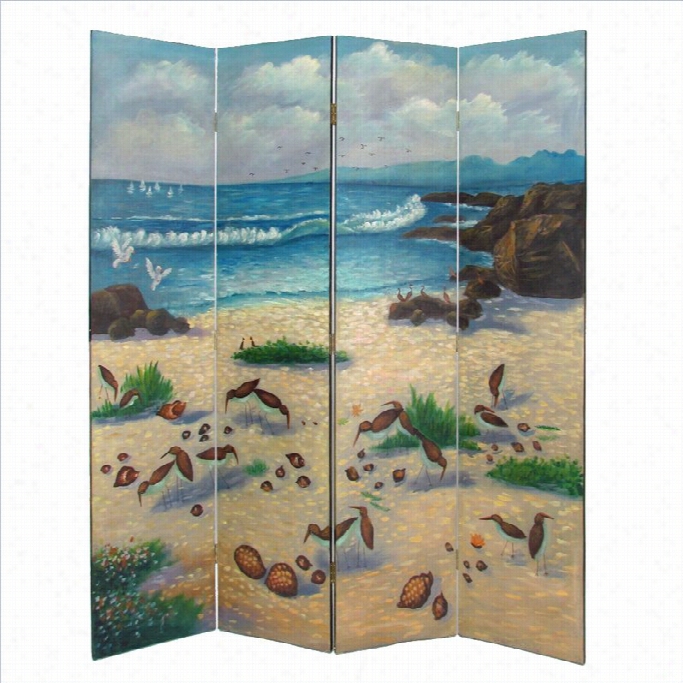 Wayborn Hand Paintde 4 Panel Sandpiper Room Divkder