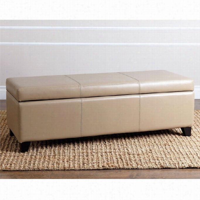 Abbyson Living Merida Leather Storage Ottoman In Beige