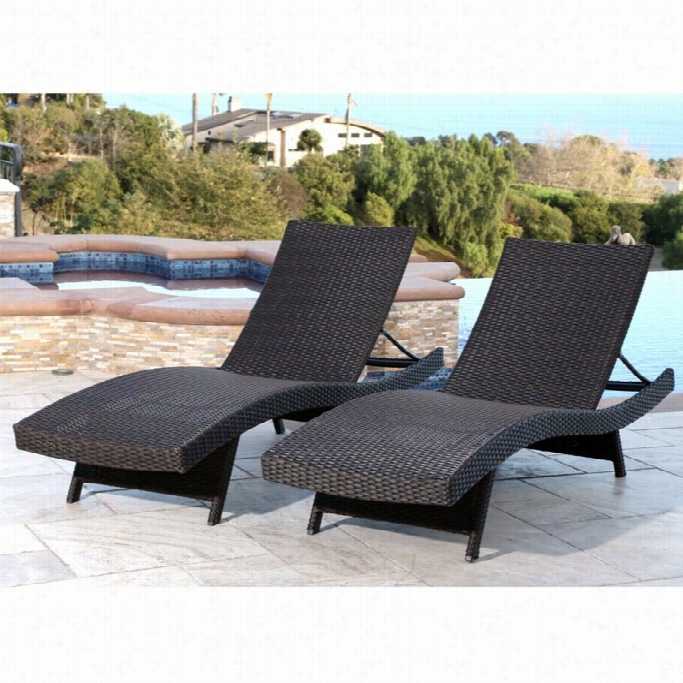 Abbyson Living Redondo Outdoor Wicker Chaise In Espresss O (set Of 2)