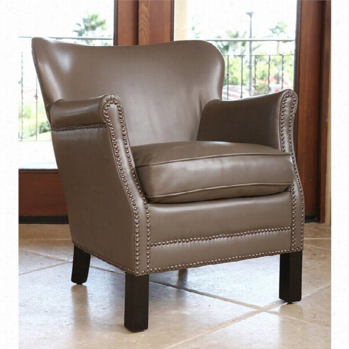 Abbyson Living Sienna Leather Petite Accent Chair In Taupe
