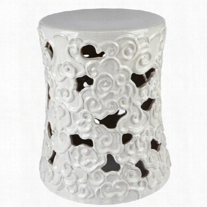 Abbyson Living Teagan Ceramic Garden Stool In White