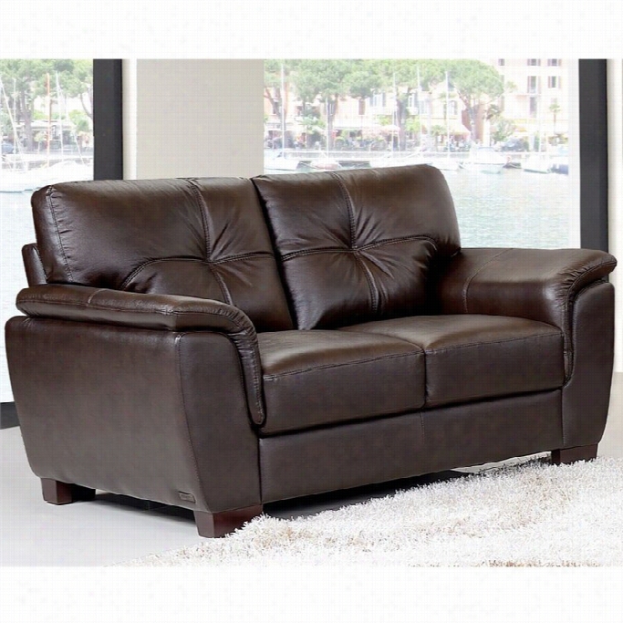 Abbyson Lifing Timston Leather Loveseat In Brown