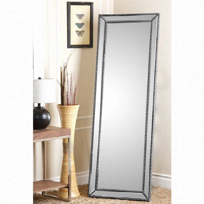 Abbysson Living Vivia N Studded Bent Floor Mirror In White