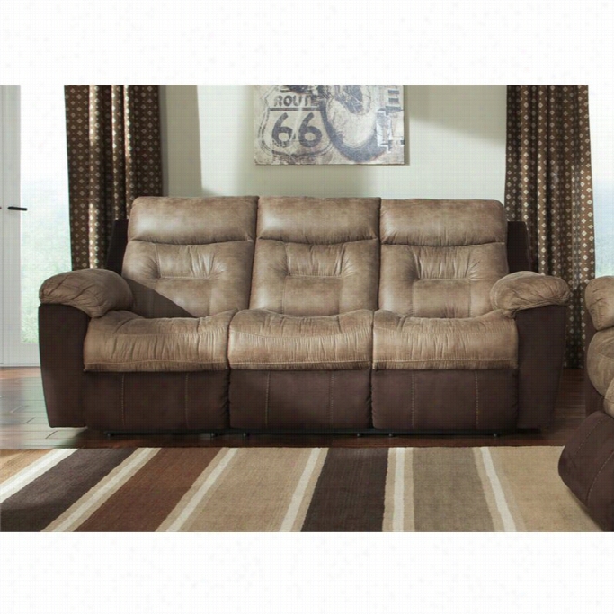 Asshley Mclaurin Fabric Reclining Sofa In Mocha