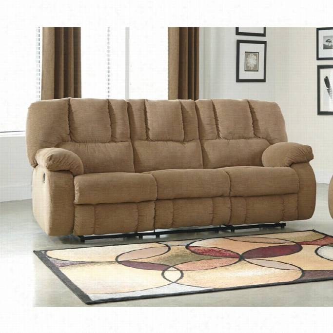 Ashley Roan Fabric Reclining Sofa In Mocha