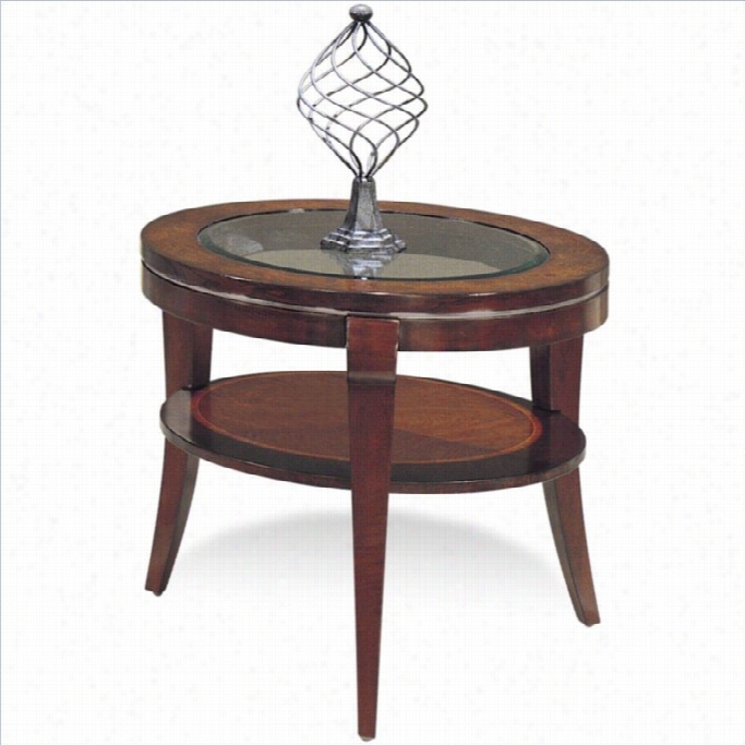 Bassett Mirror Ashland Heights Round Inset Glas End Table In Cherry