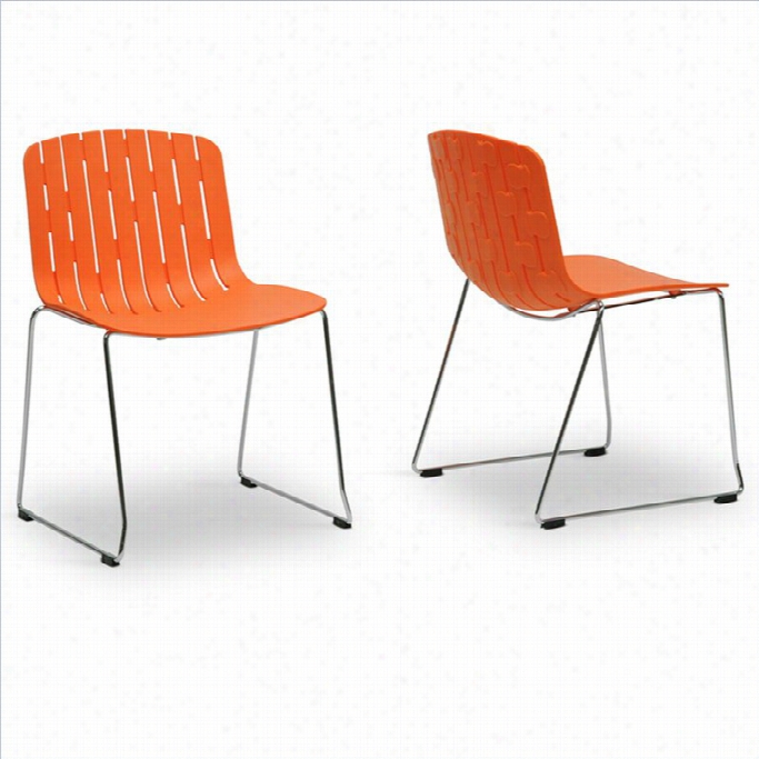 Baxton Studio  Ximena Dining Chair In Orange (set Of 2)