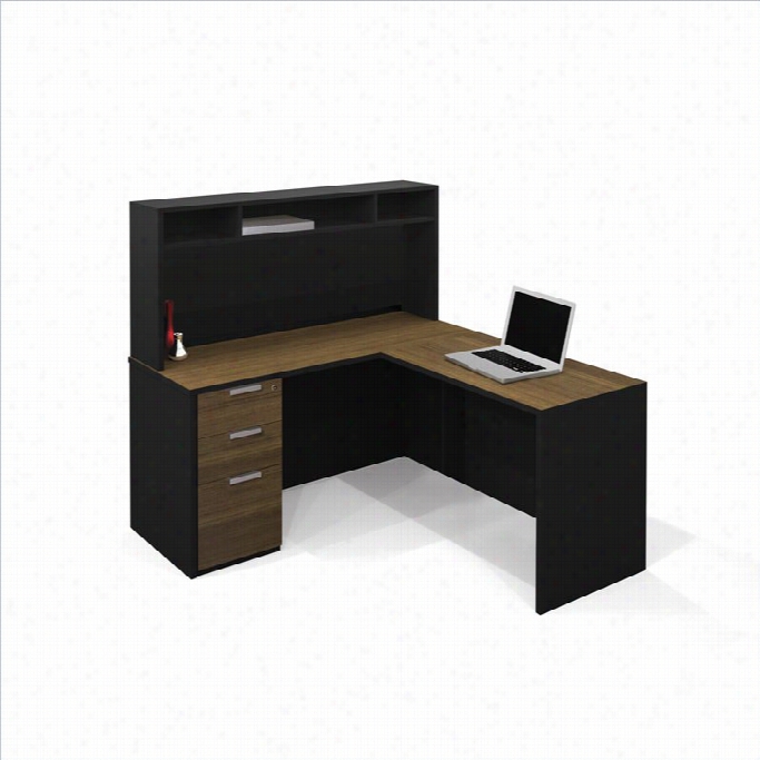 Bestar Pro-concept L-shaped Workstation In The Opinion Of Small Hutch And 1 Assembled Pedestal