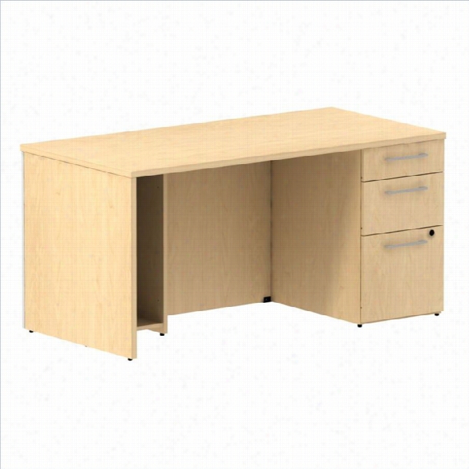 Bush Bbf 30 Series 60w X 30d Single Pedesta Ldesk Kit In Natural Maple