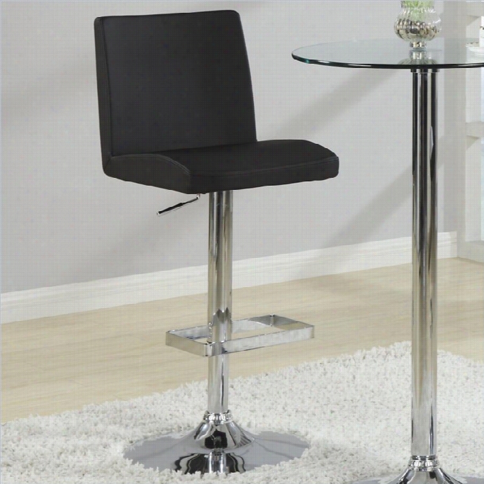 Coaste Contemporary Adjustable Bar Stool With Chronicle Back Iin Black