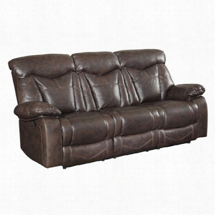 Coaster Zimmerman Faux Leather Motion Reclining Sofa In Dark Brown