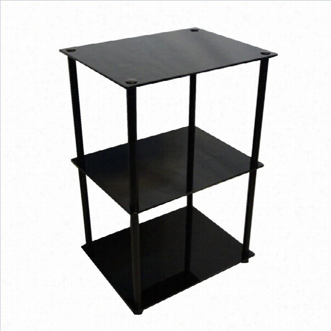 Convenience Concepts Classic Glass 3 Row  Amp  Table In Black