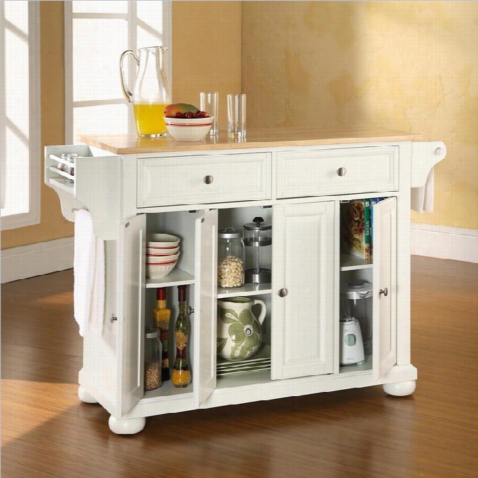 Crosley Furniture Alexandria Natural Forest Top Kitchen Island In White Perfect